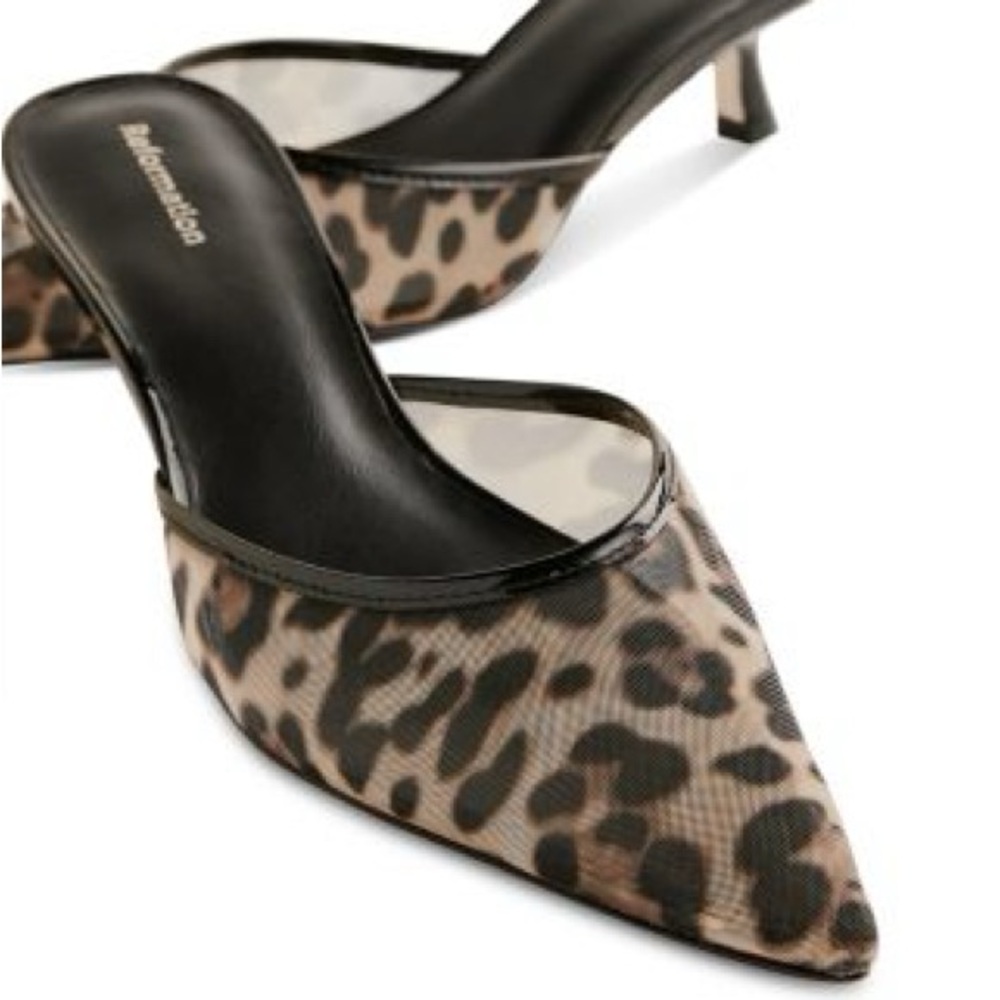 Reformation Black and Brown Leopard Print Heels
